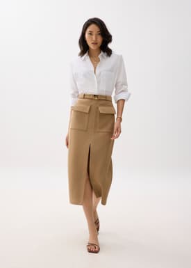 Belted Column Buckle Skirt