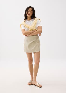 High Waist Vegan Leather A-line Mini Skirt