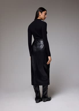 High Waist Vegan Leather Pencil Skirt