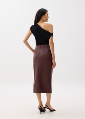 High Waist Vegan Leather Pencil Skirt