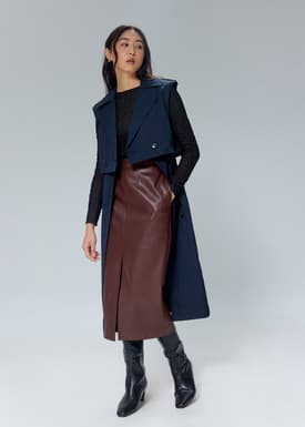 High Waist Vegan Leather Pencil Skirt