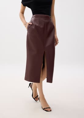 High Waist Vegan Leather Pencil Skirt