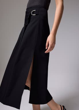 Tie Front Wrap Midi Skirt