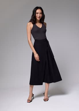 Tie Front Wrap Midi Skirt
