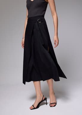 Tie Front Wrap Midi Skirt