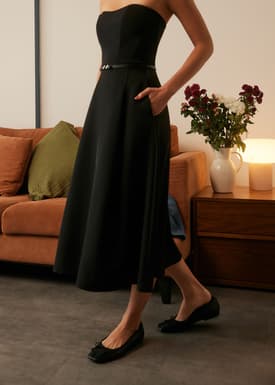 High Waist Flare Midi Skirt