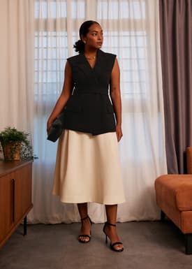 High Waist Flare Midi Skirt