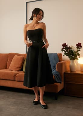 High Waist Flare Midi Skirt