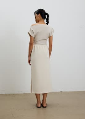 Neoprene High Waist Column Midaxi Skirt