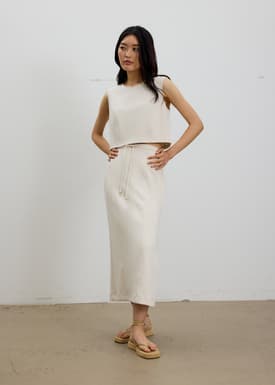 Neoprene High Waist Column Midaxi Skirt