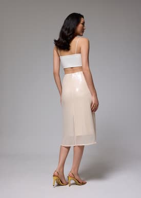 Sequin High Waist Column Midi Skirt