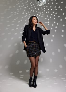 Tweed High Waist A-line Mini Skirt