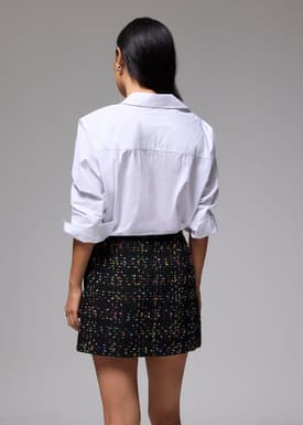 Tweed High Waist A-line Mini Skirt