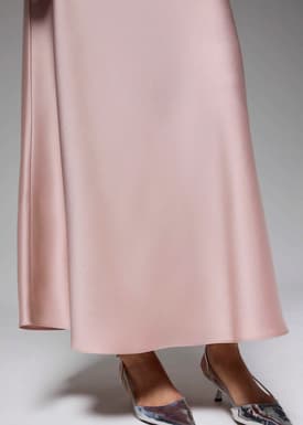 High Waist Satin Bias Cut Maxi Skirt