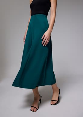 Elastic High Waist Asymmetric Panel Midaxi Skirt