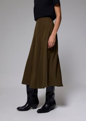 Elastic High Waist Asymmetric Panel Midaxi Skirt