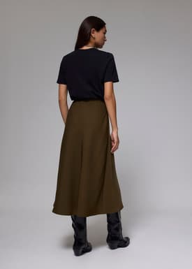 Elastic High Waist Asymmetric Panel Midaxi Skirt