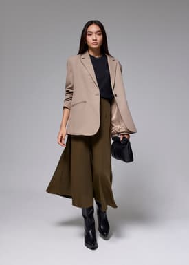 Elastic High Waist Asymmetric Panel Midaxi Skirt