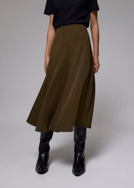 Elastic High Waist Asymmetric Panel Midaxi Skirt