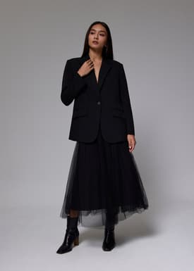 Tulle High Waist Flare Midaxi Skirt