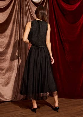 Tulle High Waist Flare Midaxi Skirt