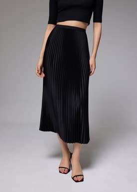 Elastic Pleated High Waist A-line Midaxi Skirt