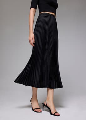 Elastic Pleated High Waist A-line Midaxi Skirt