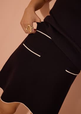 Contrast Knit A-Line Mini Skirt
