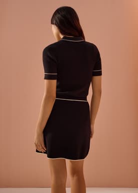 Contrast Knit A-Line Mini Skirt