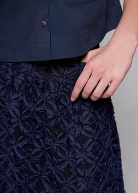 Lace High Waist Flare Maxi Skirt