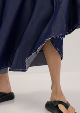 Chambray Flare Maxi Skirt