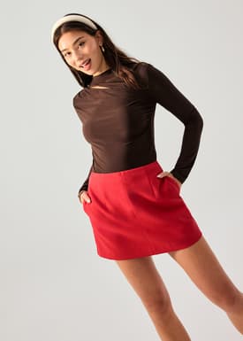 High Waist A-line Mini Skirt