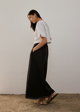 Elastic High Waist A-line Maxi Skirt