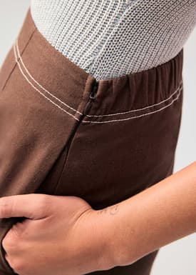 Elastic Contrast Stitch High Waist A-line Maxi Skirt