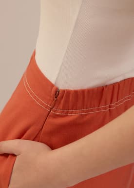 Elastic Contrast Stitch High Waist A-line Maxi Skirt