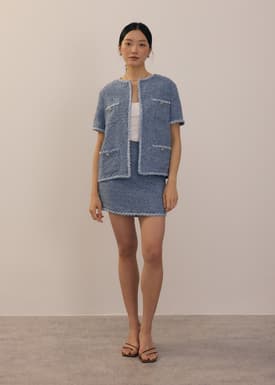 Elastic Tweed A-Line Mini Skirt