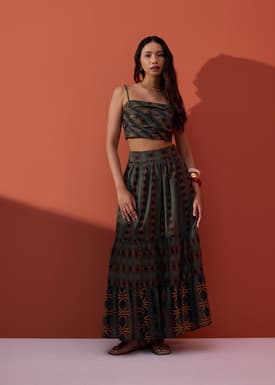 Cotton Flare Maxi Skirt in Desert Haze