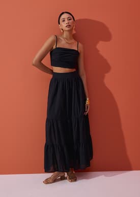 Cotton Flare Maxi Skirt in Desert Haze