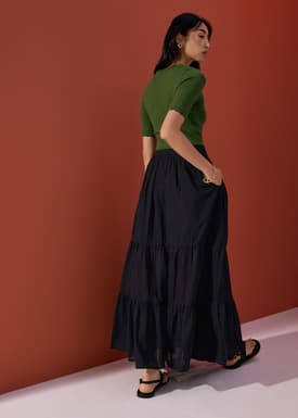 Cotton Flare Maxi Skirt in Desert Haze