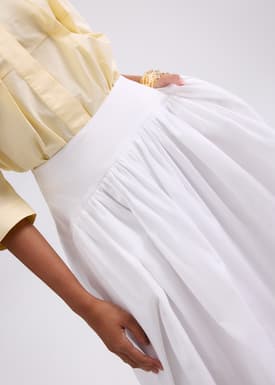 Cotton High Waist Flare Midaxi Skirt