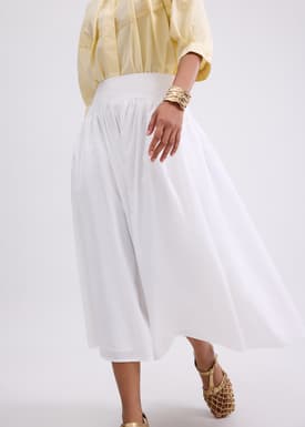 Cotton High Waist Flare Midaxi Skirt