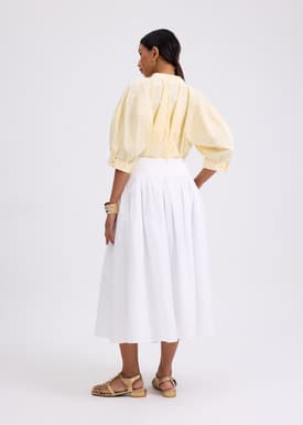 Cotton High Waist Flare Midaxi Skirt