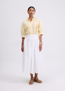 Cotton High Waist Flare Midaxi Skirt