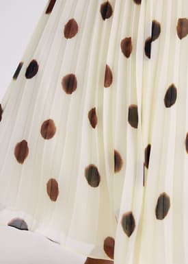 Plisse High Waist Flare Midaxi Skirt in Brushed Dots