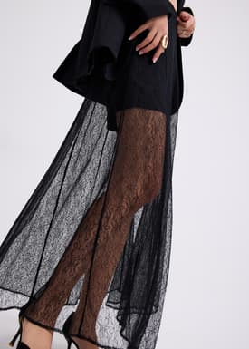 Sheer Lace A-Line Maxi Skirt