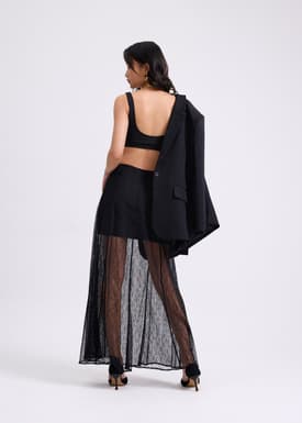 Sheer Lace A-Line Maxi Skirt
