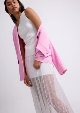 Sheer Lace A-Line Maxi Skirt