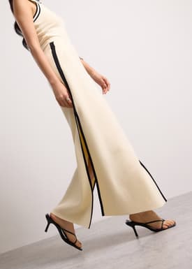 Elastic Knit High Waist Column Maxi Skirt