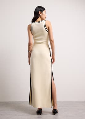 Elastic Knit High Waist Column Maxi Skirt