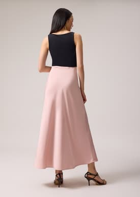 Elastic Satin High Waist Bias Cut Midaxi Skirt